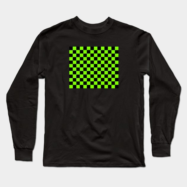Checkered Pattern - Lime and Green Long Sleeve T-Shirt by TheWildOrchid